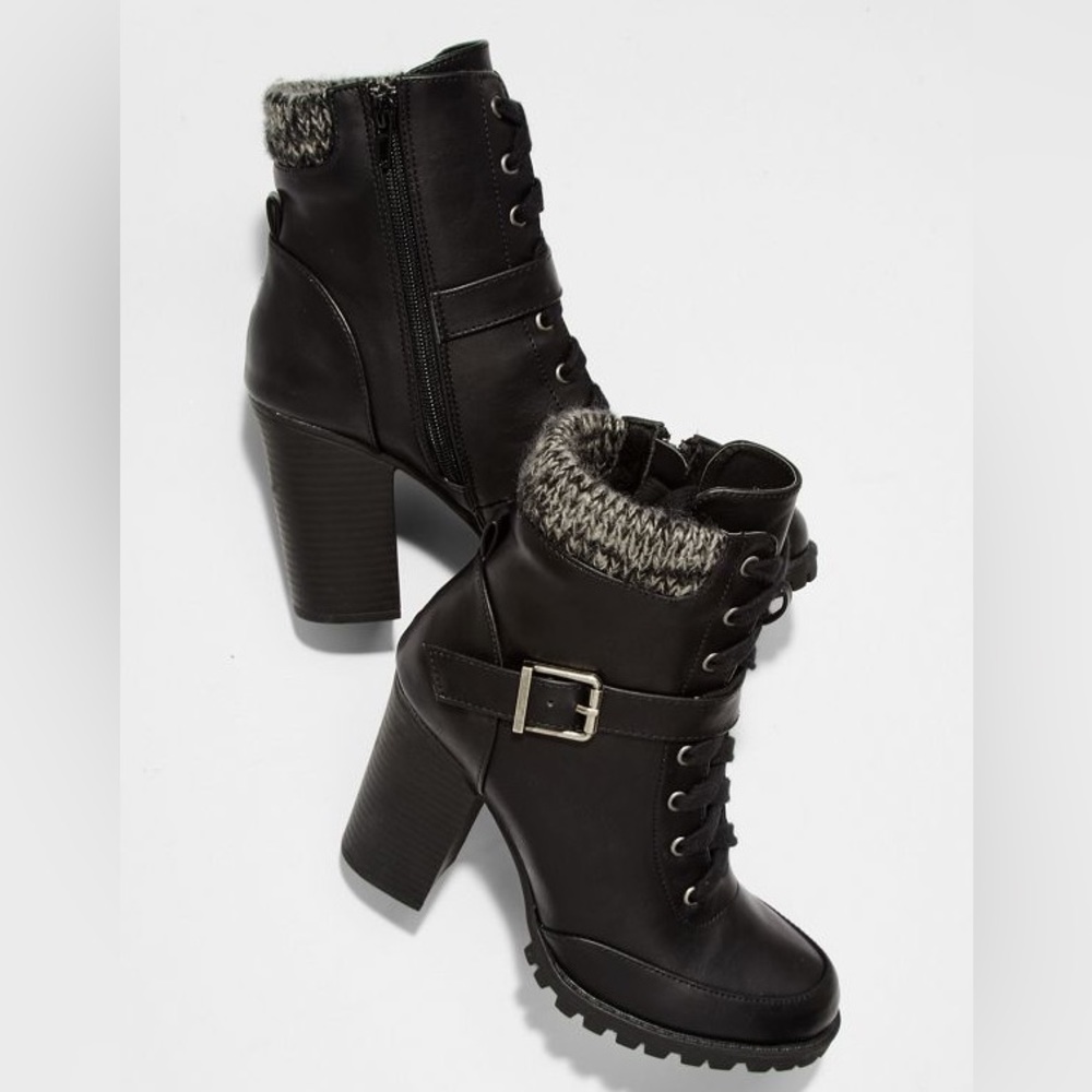 Black Sweater Cuff Booties